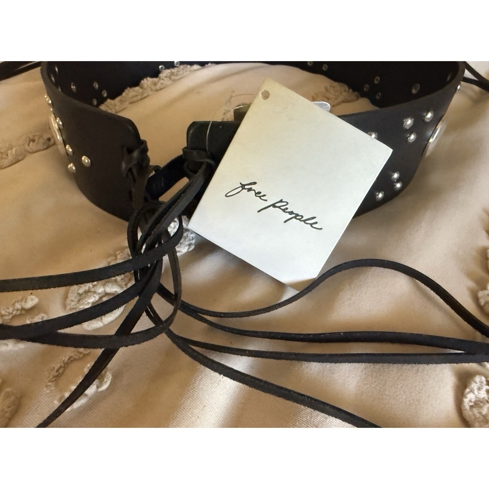 Free People Studded Wrap Tie Leather Belt Black One Size Boho Western - Picture 4 of 8